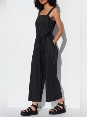 NWT UNIQLO Linen Blend Jumpsuit Black  XS